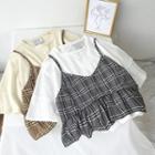Check Mock Two-piece Short-sleeve T-shirt