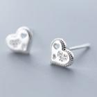 Heart 925 Sterling Silver Stud Earring 1 Pair - S925 Silver - One Size