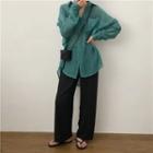 Long-sleeve Sheer Shirt / Wide-leg Pants