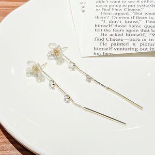 Flower Faux Pearl Earring 1 Pair - Silver - One Size