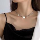 Heart Asymmetrical Sterling Silver Choker