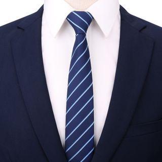 Striped Neck Tie 1 Pc - A080 - Striped Neck Tie - Dark Blue - One Size
