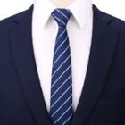 Striped Neck Tie 1 Pc - A080 - Striped Neck Tie - Dark Blue - One Size