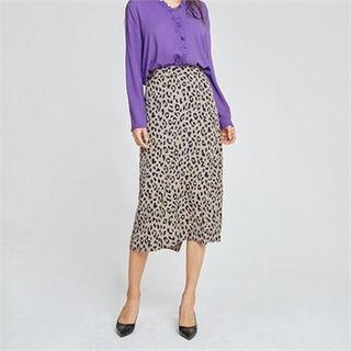H-line Midi Leopard Skirt