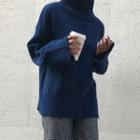 Turtleneck Slit-sleeve Sweater
