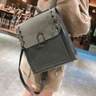 Faux Leather Grommet Square Backpack