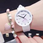 Set: Unicorn Print Silicone Strap Watch + Strawberry Bracelet