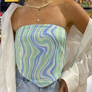 Print Tube Top Green - One Size