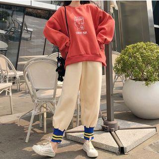 Oversized Print Pullover / Contrast Hem Sweatpants