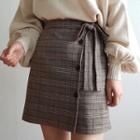 Button-up Plaid A-line Skirt