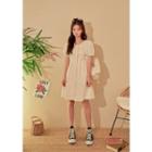 Puff-sleeve A-line Shirtdress Beige - One Size