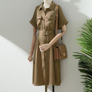 Short-sleeve Lapel Shirtdress