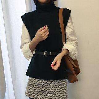 Pocket Shirt/turtleneck Vest/skirt