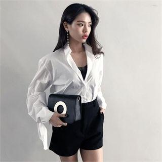 Tie-cuff Cotton Blouse