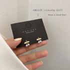 Sterling Silver Faux Pearl Cherry Stud Earring 1 Pair - Gold - One Size
