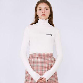 High-neck Logo-appliqu  Slim-fit Top Ivory - One Size