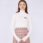 High-neck Logo-appliqu  Slim-fit Top Ivory - One Size