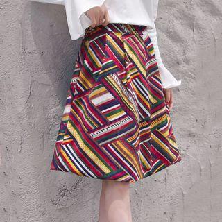 Patterned Corduroy A-line Skirt