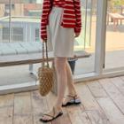 Drawcord Woven Straw Tote Bag
