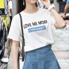 Denim Applique Short Sleeve T-shirt