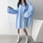 Drawcord-sleeve Two-way Oversize Shirt