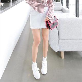 Inset Short Denim Mini Skirt