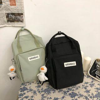 Lettering Top Handle Canvas Backpack