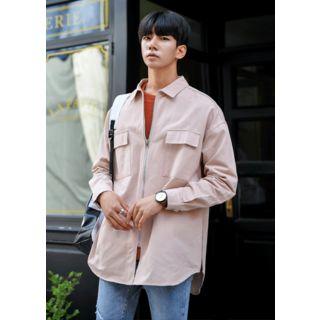 Dual-pocket Zip-front Shirt