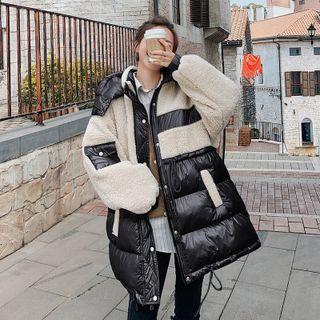 Fleece Panel Strap Cap Padded Coat