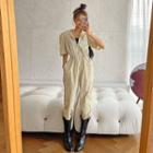 Puff-sleeve Zip-up Cargo Jumpsuit