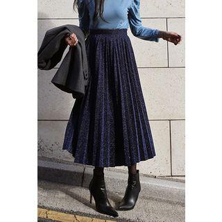 Glittered Pleated Long Skirt