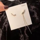 Non-matching Faux Pearl Deer Horn Earring 1 Pair - 925 Silver - One Size