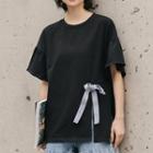 Short-sleeve Bow Slit T-shirt