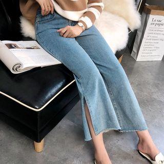 High-waist Split-side Wide-leg Jeans