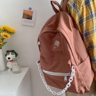 Flower Embroidered Chain Lightweight Backpack / Bag Charm / Set