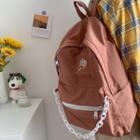 Flower Embroidered Chain Lightweight Backpack / Bag Charm / Set