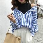 Striped Mock-two Blouse