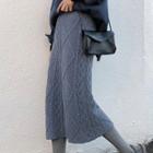Straight Cut Cable-knit Midi Skirt