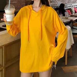 Oversize Plain Long-sleeve Hoodie