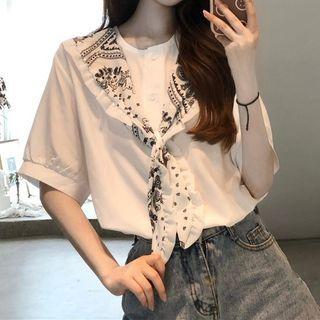 Mock Two-piece Panel Shawl Top