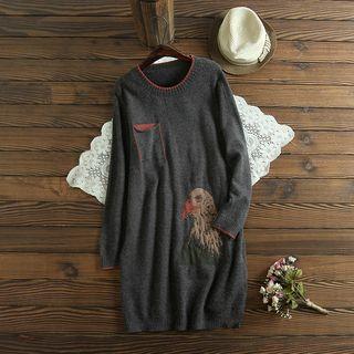 Eagle Print Long Sweater