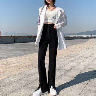 Slit High Waist Straight Leg Bootcut Jeans (various Designs)