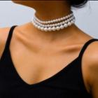 Faux Pearl Layered Choker 1 Pc - 0769 - White Gold - One Size
