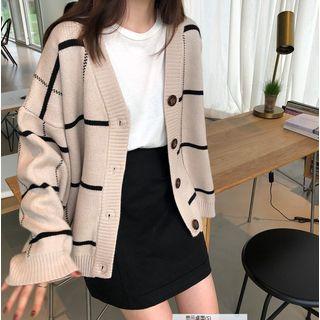 Long Sleeve Plaid Cardigan As Shown In Figure - One Size
