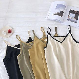 Color-block Trim V-neck Chiffon Camisole Top
