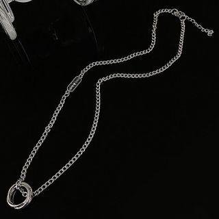 Hoop Pendant Necklace 01 - 1pc - Silver - One Size