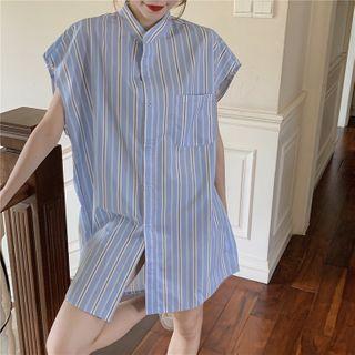 Striped Short-sleeve Blouse Stripe - One Size