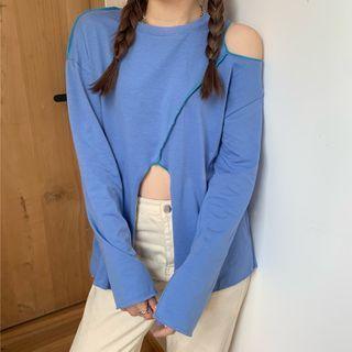 Cold-shoulder Slit T-shirt