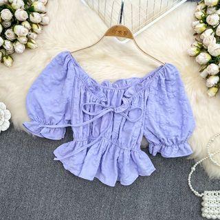 Frilled Crinkled Crop Blouse