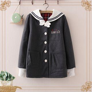 Embroidered Button-up Coat